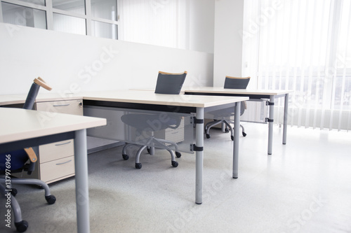 Office furniture and interiors, workplaces. High resolution photo.