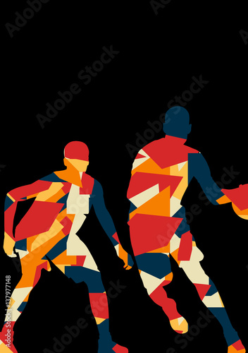 Basketball players young active sport silhouettes vector background abstract