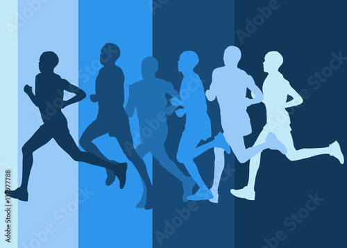 Running marathon people group vector illustration