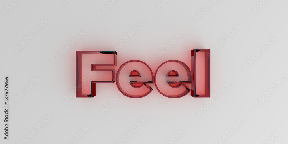 Feel - Red glass text on white background - 3D rendered royalty free stock image. Feel - Red glass text on white background - 3D rendered royalty free stock image.