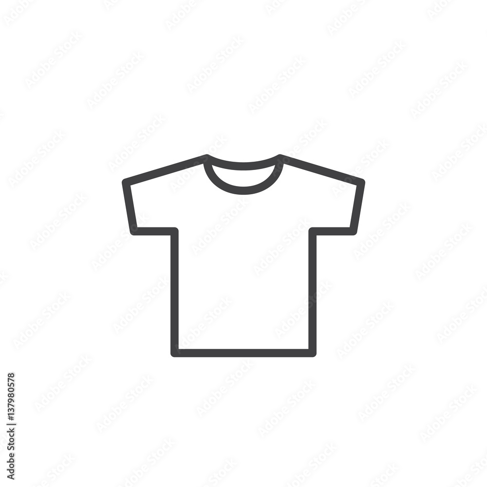 T-shirt line icon, outline vector sign, linear style pictogram isolated on white. Men’s clothing symbol, logo illustration T-shirt line icon, outline vector sign, linear style pictogram isolated on white. Men’s clothing symbol, logo illustration