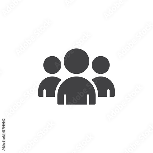 People, group, team icon vector, filled flat sign, solid pictogram isolated on white. Leader symbol, logo illustration