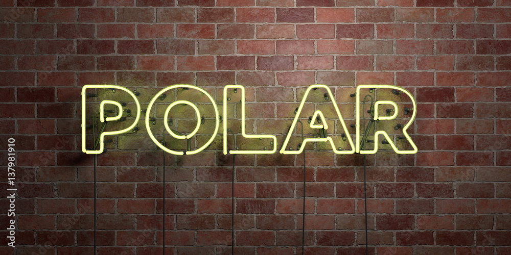 Obraz premium POLAR - fluorescent Neon tube Sign on brickwork - Front view - 3D rendered royalty free stock picture. Can be used for online banner ads and direct mailers..