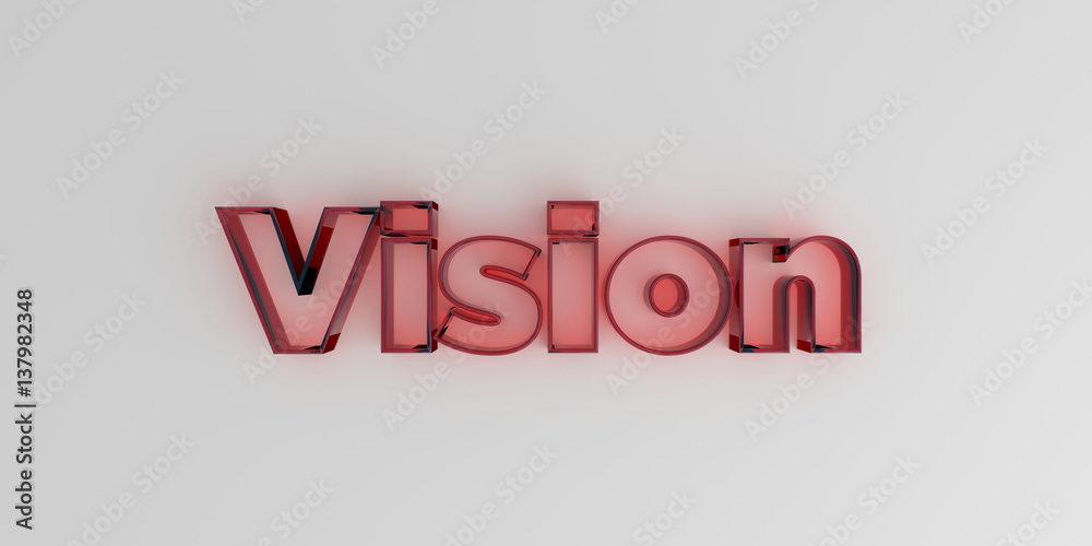 Vision - Red glass text on white background - 3D rendered royalty free stock image. Vision - Red glass text on white background - 3D rendered royalty free stock image.
