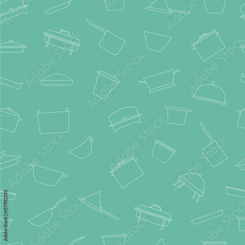 Kitchen dishes seamless pattern. photo