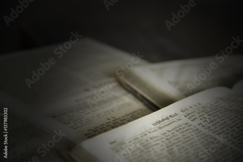 Old books laying on the table