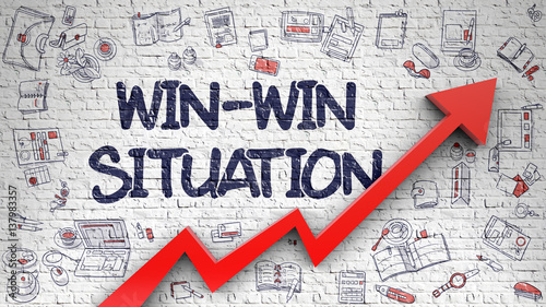 Foto Win-Win Situation Drawn on Brick Wall.