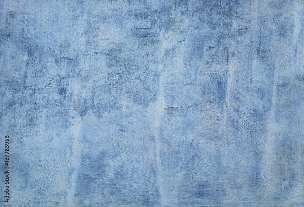 Poor whitewashed dirty blue concrete wall for background and texture.