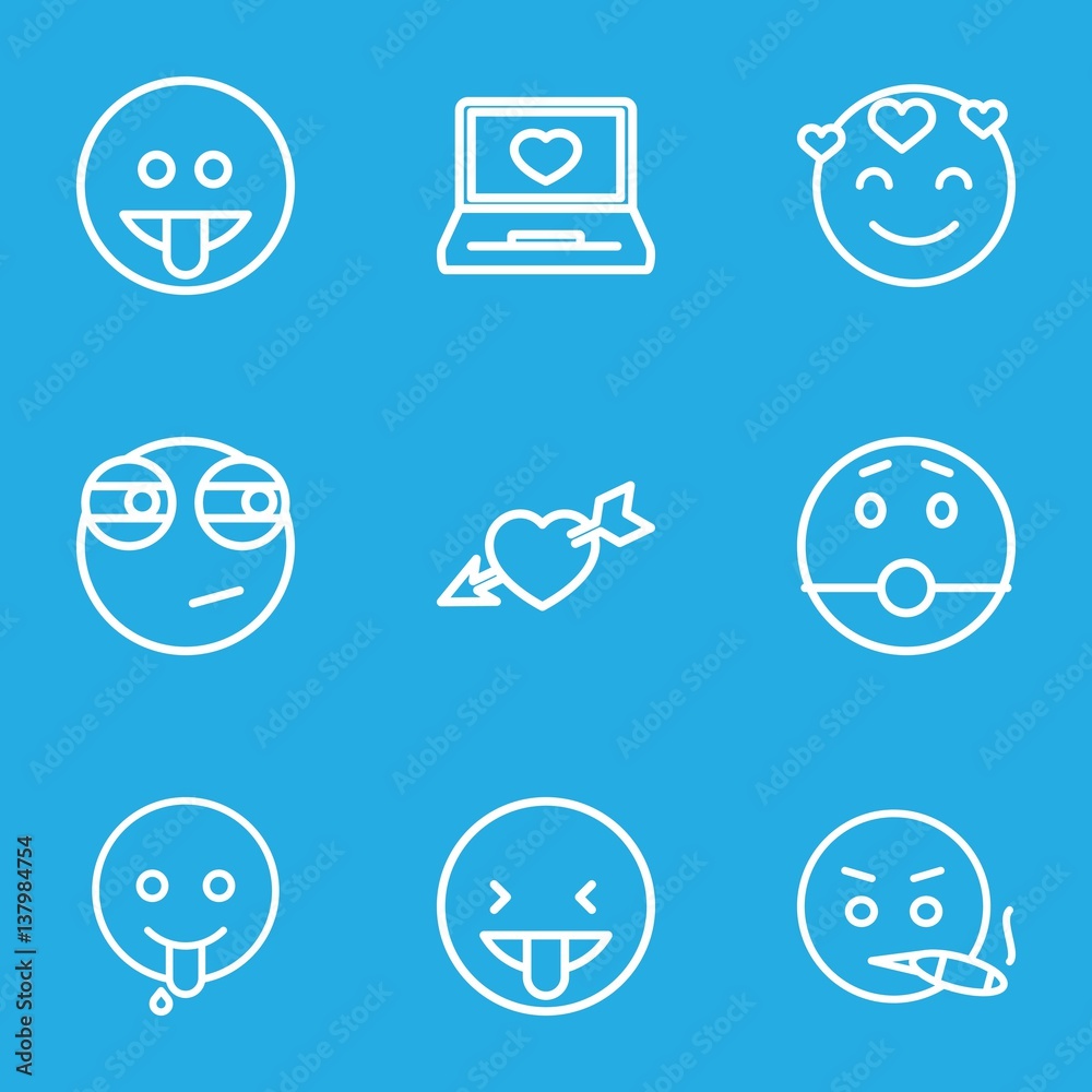 Set of 9 feeling outline icons