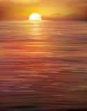 Vector  sunset on sea background.