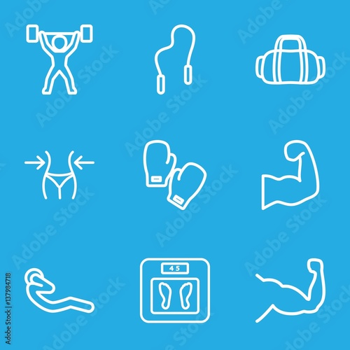Set of 9 fitness outline icons