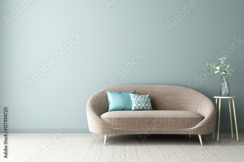 Fototapeta Naklejka Na Ścianę i Meble -  3d illustration of empty wall interior design