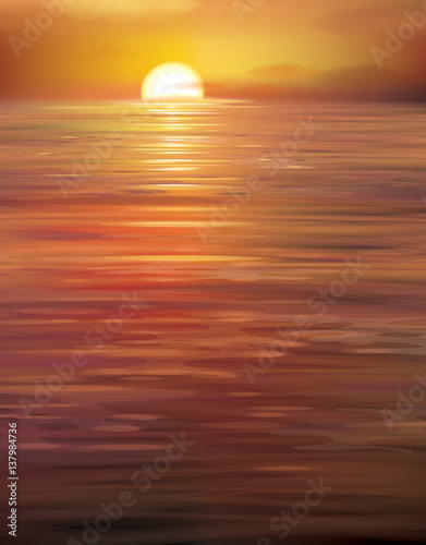 Fototapeta Naklejka Na Ścianę i Meble -  Vector  sunset on sea background.
