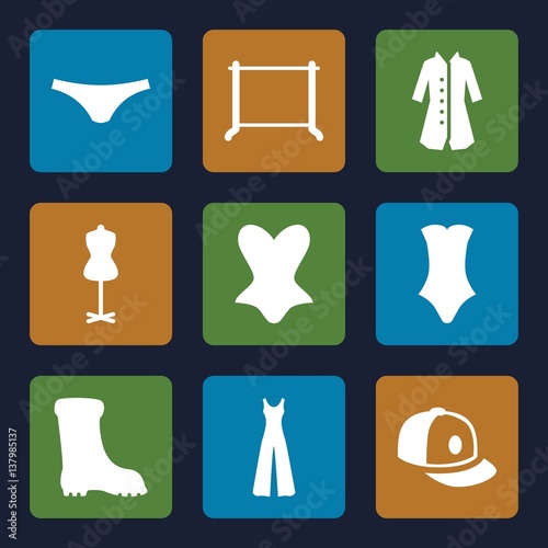 Set of 9 Clothes filled icons