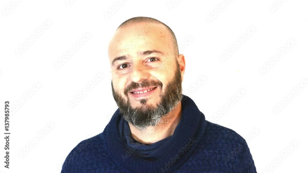 Handsome, bald man with beard on white background Handsome, bald man with beard on white background