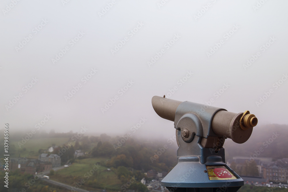 viewpoint telescope in a foggy day