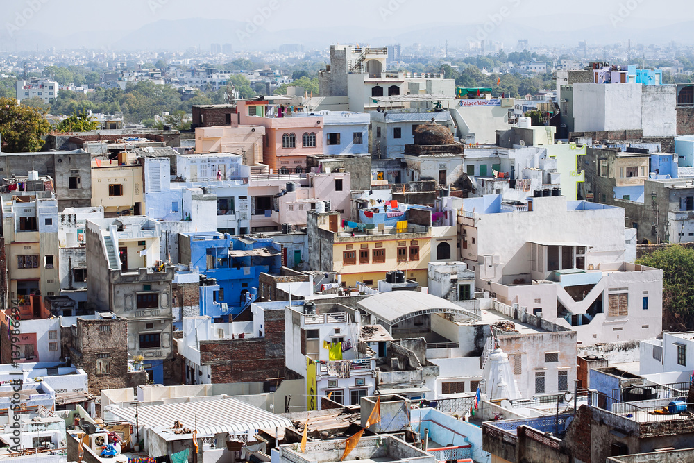 Aerial view of Udaipur city, India