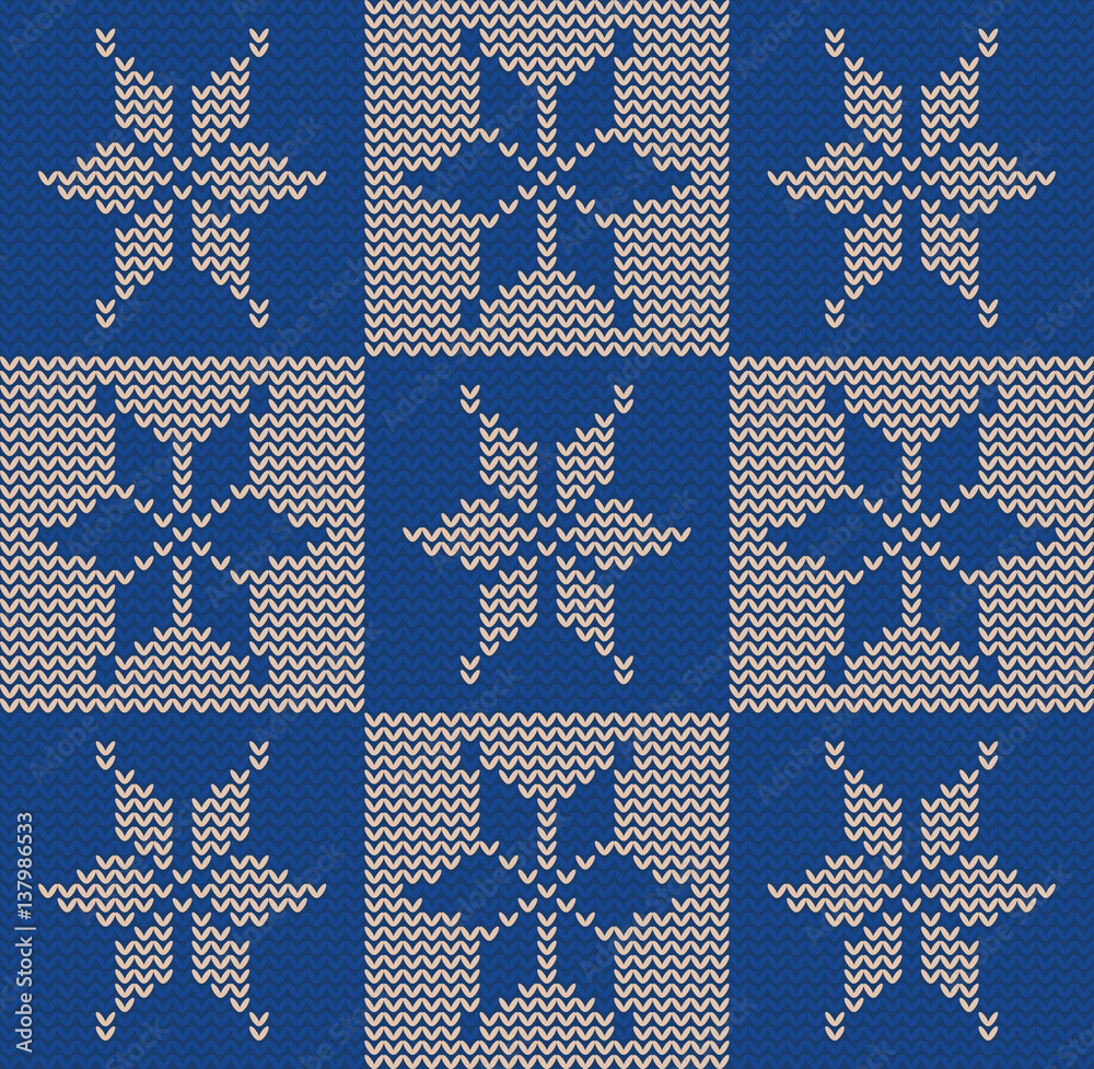 Knitted Snowflake Pattern Stock-Vektorgrafik | Adobe Stock