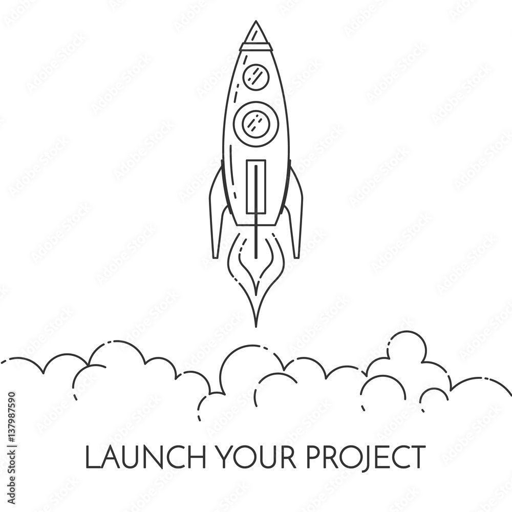 Rocket takes off Concept for new business project start-up