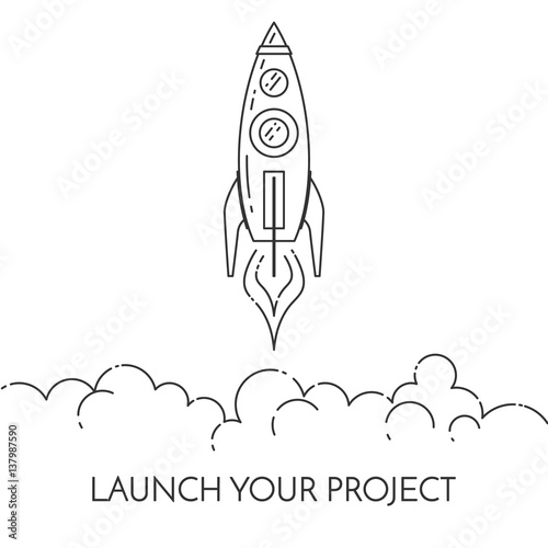 Rocket takes off Concept for new business project start-up
