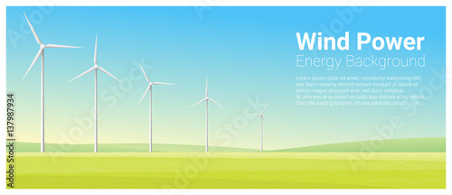 Energy concept background with wind turbine , vector , illustration