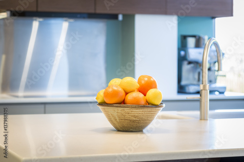 Close up bowl fillet with fresh fruit