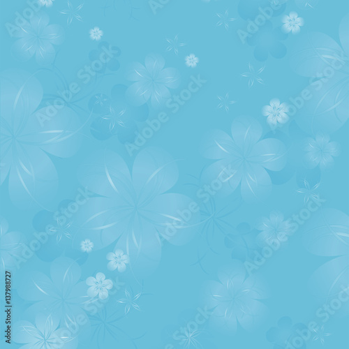 Flowers background. Flowers design. Vector abstract illustration. Light Blue Sakura blossoms background. Vector