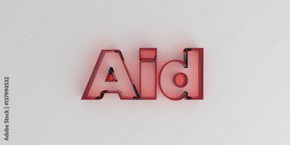 Aid - Red glass text on white background - 3D rendered royalty free stock image. Aid - Red glass text on white background - 3D rendered royalty free stock image.