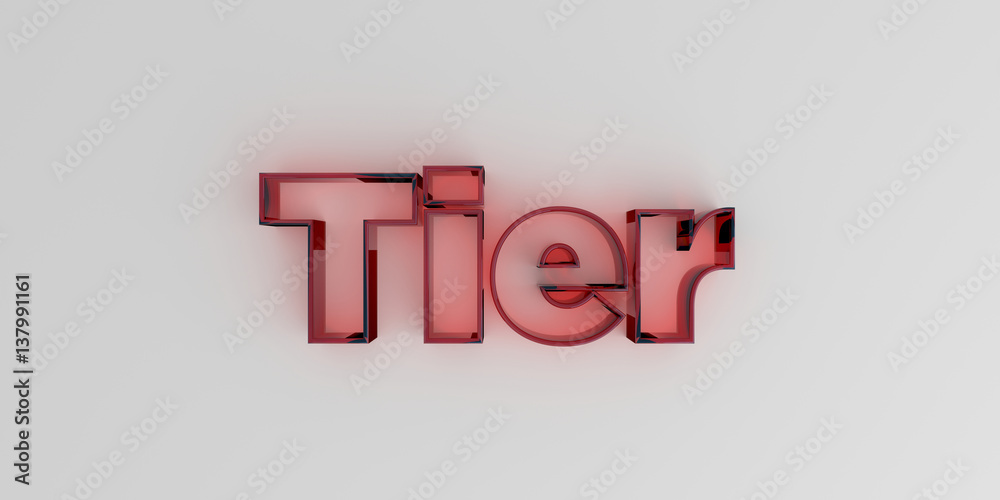 Tier - Red glass text on white background - 3D rendered royalty free stock image.