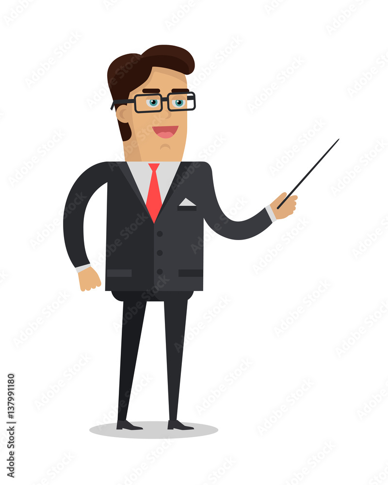 Man with Pointer Flat Design Vector Illustration Man with Pointer Flat Design Vector Illustration