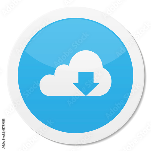 Glossy Blue Button with Download Icon