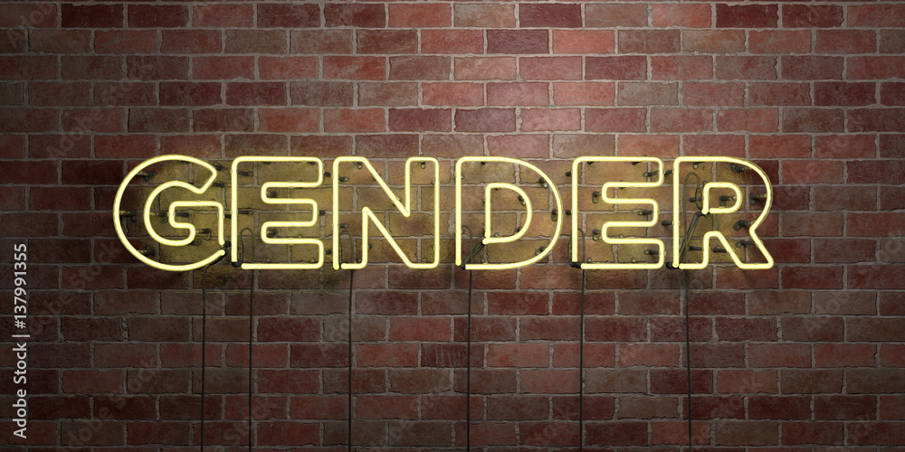 Obraz premium GENDER - fluorescent Neon tube Sign on brickwork - Front view - 3D rendered royalty free stock picture. Can be used for online banner ads and direct mailers..