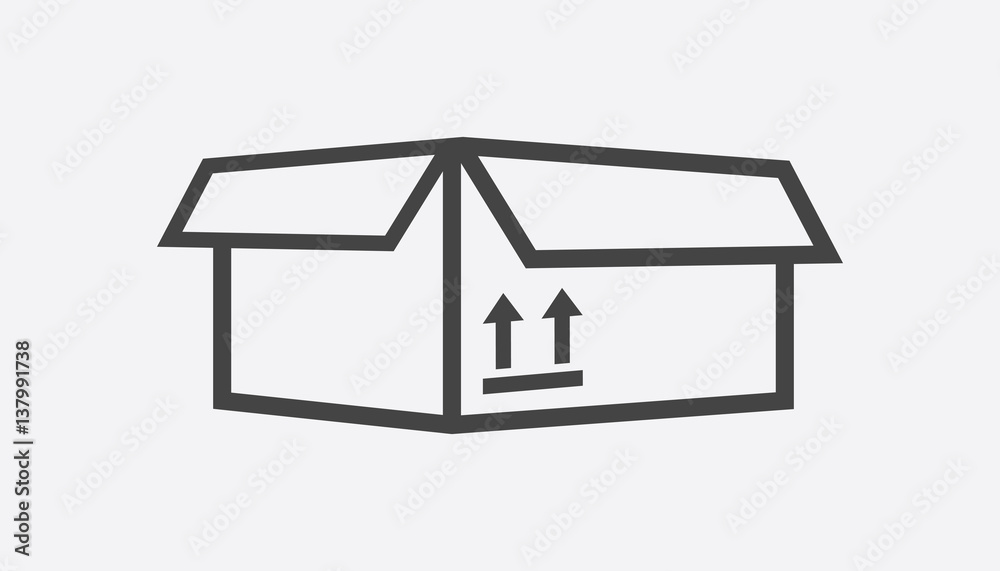 Packaging box icon with arrow symbol. Shipping pack simple vector illustration on white background. Packaging box icon with arrow symbol. Shipping pack simple vector illustration on white background.