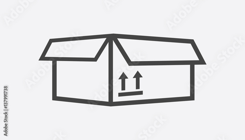 Packaging box icon with arrow symbol. Shipping pack simple vector illustration on white background.