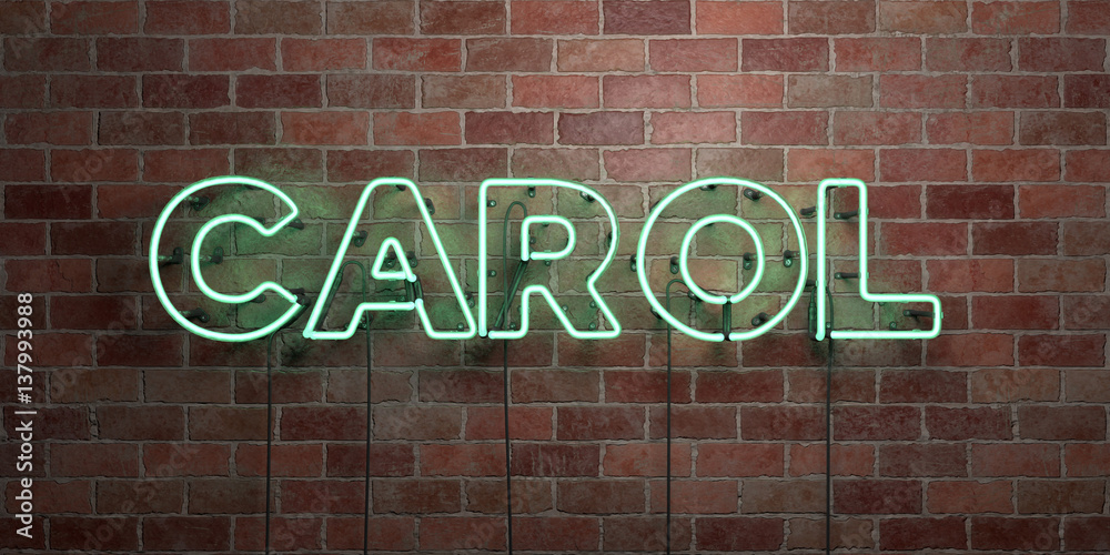 Obraz premium CAROL - fluorescent Neon tube Sign on brickwork - Front view - 3D rendered royalty free stock picture. Can be used for online banner ads and direct mailers..