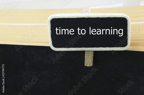 time to learning word with chalkboard and book, Educational concept