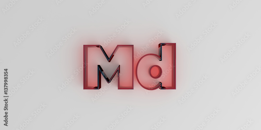 Md - Red glass text on white background - 3D rendered royalty free stock image. Md - Red glass text on white background - 3D rendered royalty free stock image.