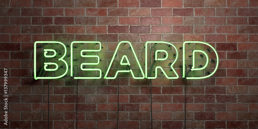 Obraz premium BEARD - fluorescent Neon tube Sign on brickwork - Front view - 3D rendered royalty free stock picture. Can be used for online banner ads and direct mailers..