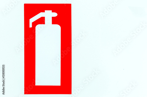 Fire extinguisher sign on the office wall