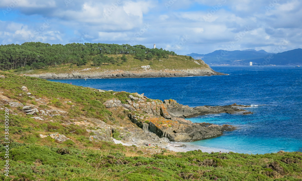 Scenic coastal view from Punta Robaleira near Cangas, Pontevedra, Galicia