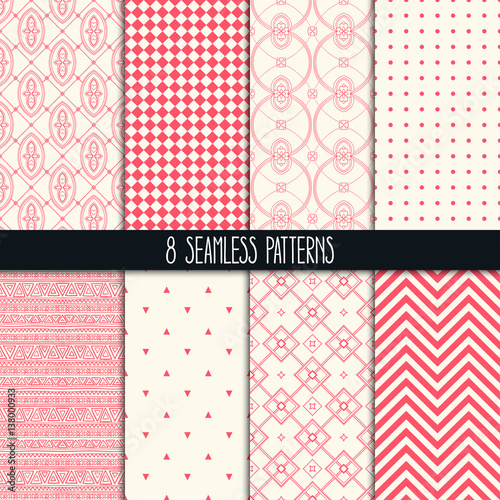 set of eight pink and beige patterns