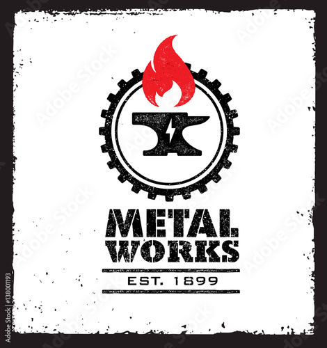 Set of vintage blacksmith labels, badges, emblems and design elements. Vector Rough illustration.