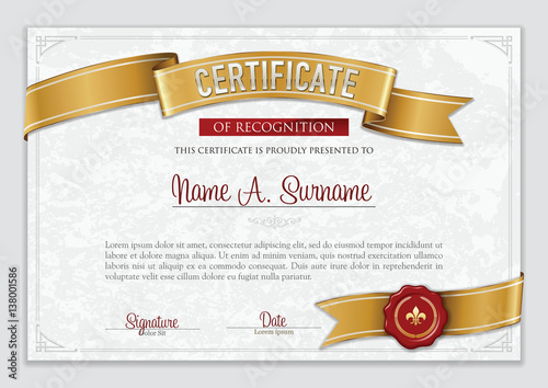 Certificate of Recognition. Vintage Frame. 