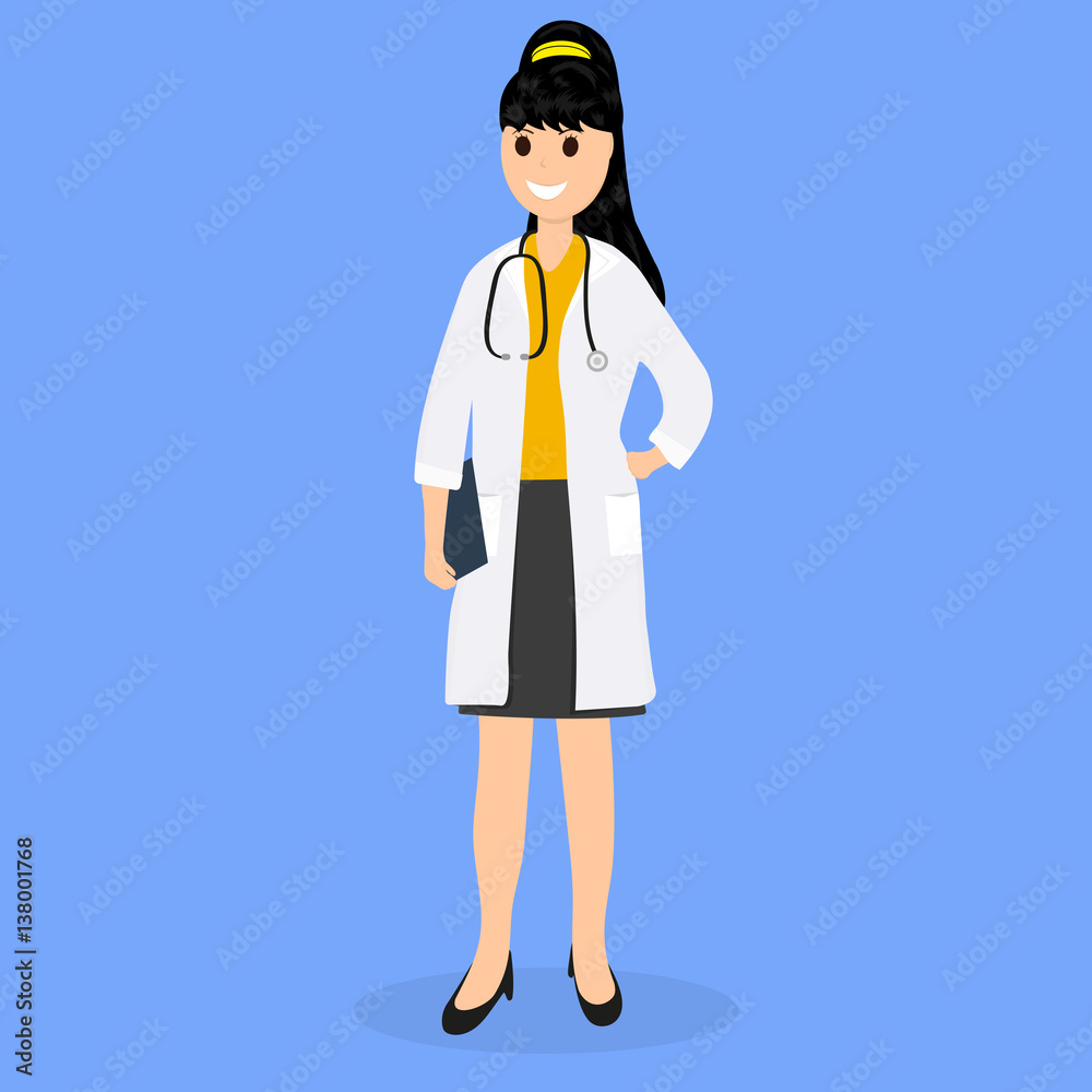 Doctor pediatrician in hospital, flat design Doctor pediatrician in hospital, flat design