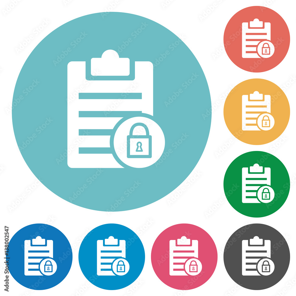 Note lock flat round icons Note lock flat round icons