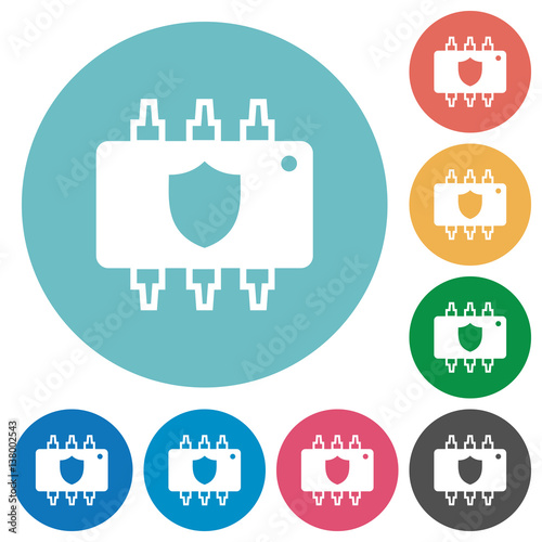 Hardware protection flat round icons