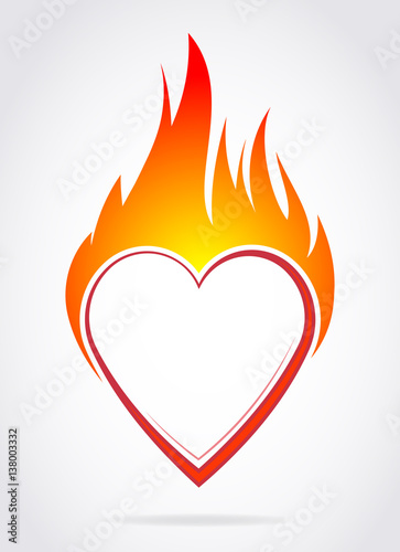 Vector blazing colorful heart with flame for your Valentine's design or tattoo.