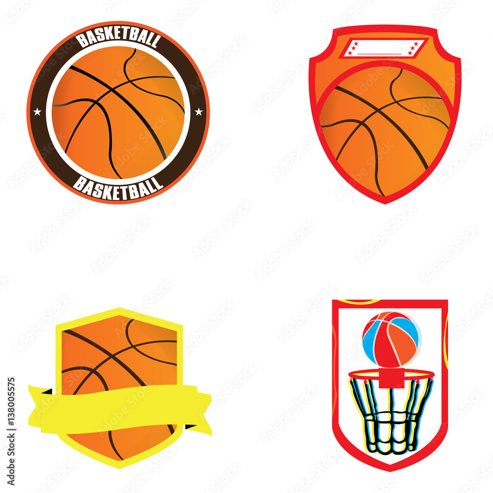 Set of basketball related objects, Vector illustration Set of basketball related objects, Vector illustration