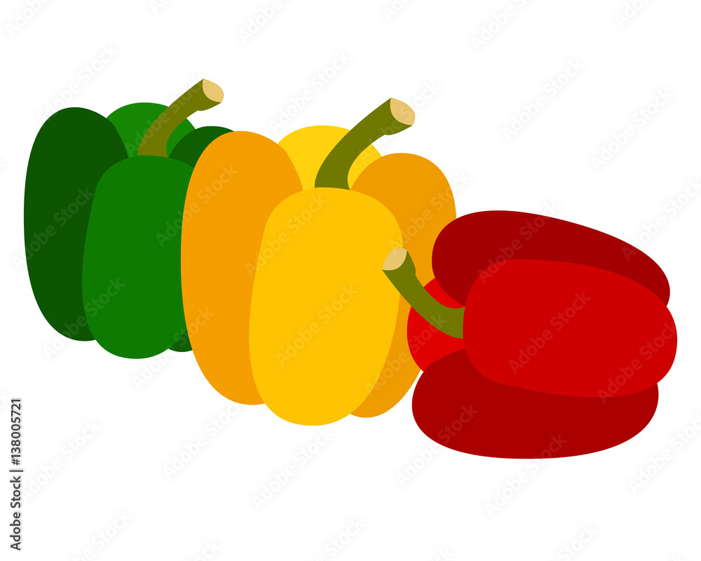 peperone verde , giallo e rosso disegno vettoriale Stock Vector | Adobe  Stock