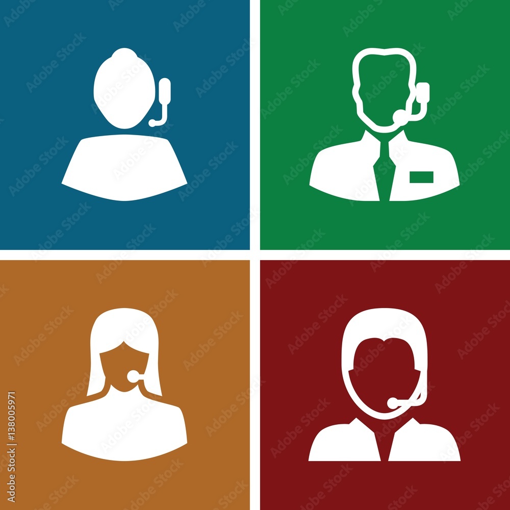 Set of 4 telemarketing filled icons Set of 4 telemarketing filled icons